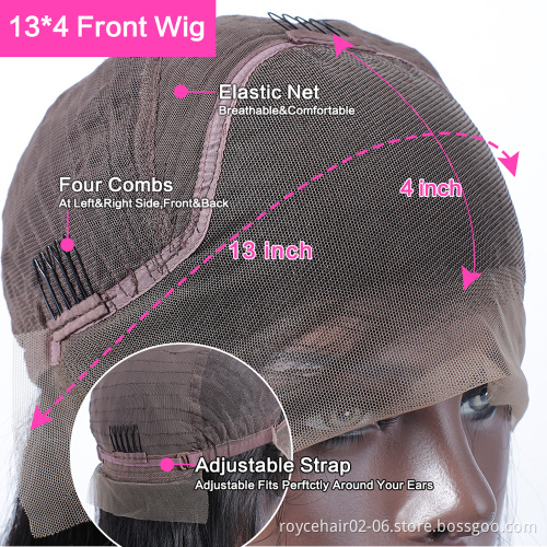 Wholesale Swiss Lace Wig 100% Brazilian Virgin Human Hair Dropship Natural Color Body Wave Transparent 13x4 Lace Front Wig